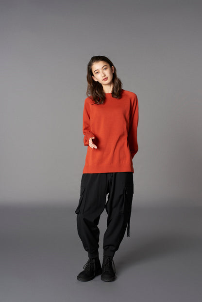 GIMA COTTON CREW NECK BACK HEM LONG KNIT