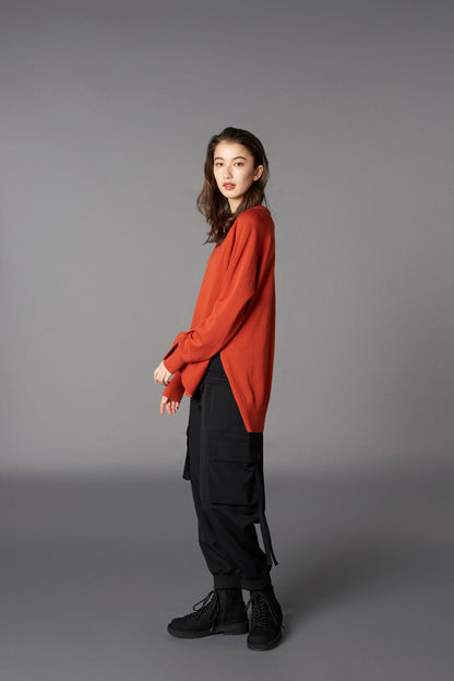 GIMA COTTON CREW NECK BACK HEM LONG KNIT