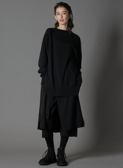 GIMA COTTON CREW NECK BACK HEM LONG KNIT