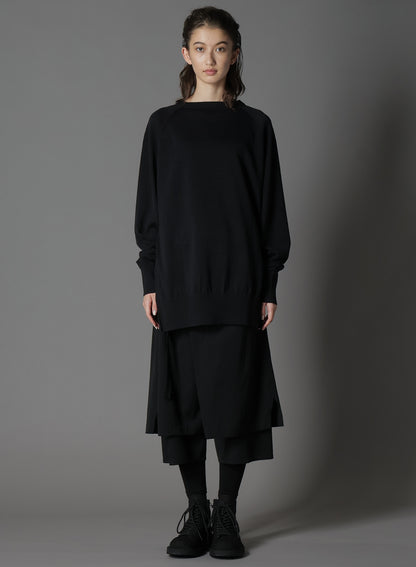 GIMA COTTON CREW NECK BACK HEM LONG KNIT