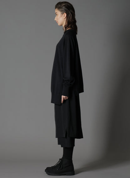 GIMA COTTON CREW NECK BACK HEM LONG KNIT