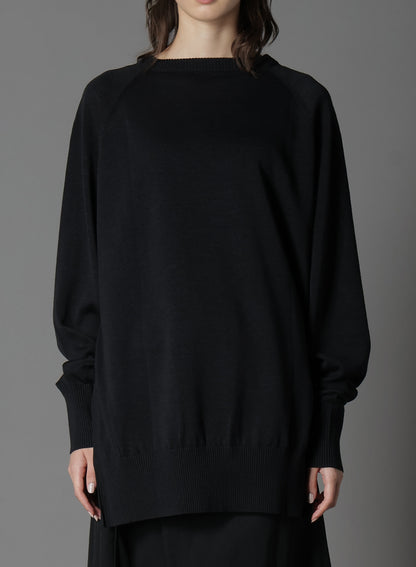 GIMA COTTON CREW NECK BACK HEM LONG KNIT