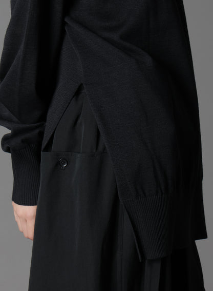 GIMA COTTON CREW NECK BACK HEM LONG KNIT