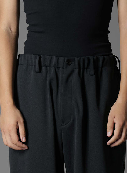 POLYESTER SMOOTH PIPING WIDE PANTS