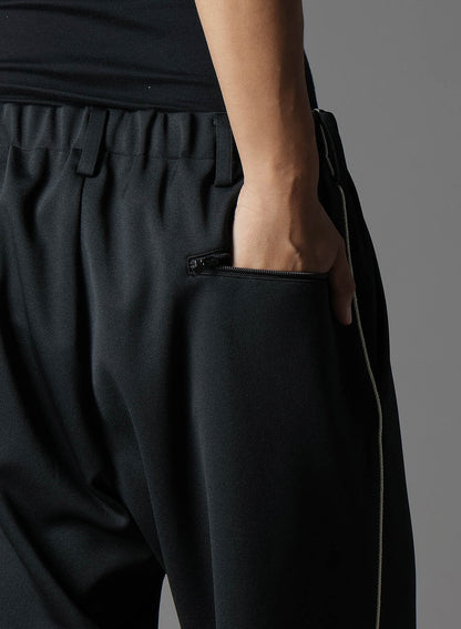 POLYESTER SMOOTH PIPING WIDE PANTS