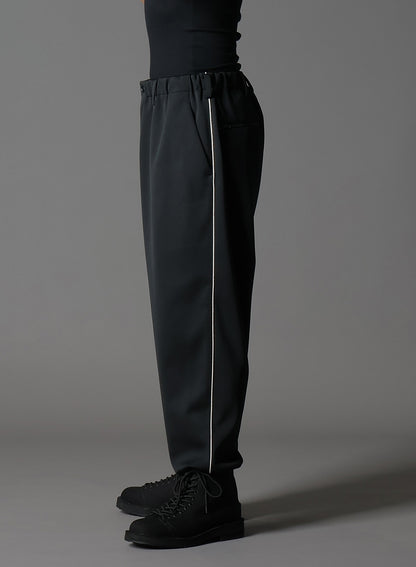 POLYESTER SMOOTH PIPING WIDE PANTS