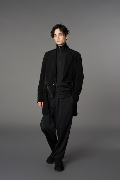 POLYESTER SMOOTH PIPING WIDE PANTS