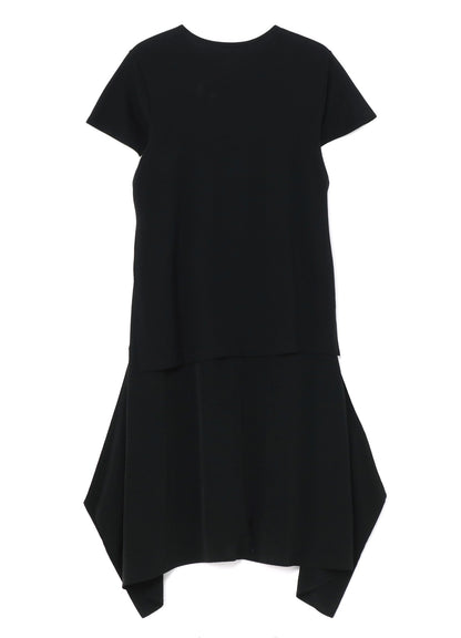 SILICON JERSEY+ CREPE DE CHINE DOCKING T-DRESS