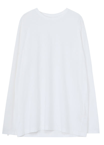 COTTON JERSEY RIGHT SLEEVE ZIPPER T-SHIRT