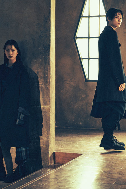 W/GABARDINE DOUBLE GAUZE  RIGHT PLEATED JACKET