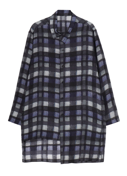 【PIECE UNIQUE/AOYAMA】PURPLE PLAID ASYMMETRY STAND COLLAR BLOUSE