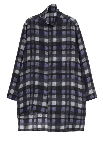 【PIECE UNIQUE/AOYAMA】PURPLE PLAID ASYMMETRY STAND COLLAR BLOUSE