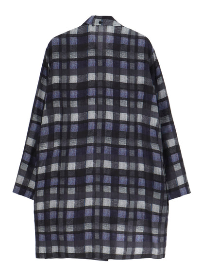 【PIECE UNIQUE/AOYAMA】PURPLE PLAID ASYMMETRY STAND COLLAR BLOUSE