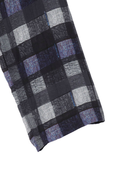 【PIECE UNIQUE/AOYAMA】PURPLE PLAID ASYMMETRY STAND COLLAR BLOUSE