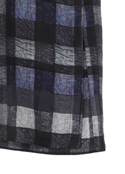 【PIECE UNIQUE/AOYAMA】PURPLE PLAID ASYMMETRY STAND COLLAR BLOUSE