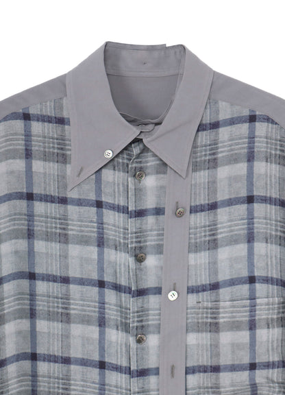【PIECE UNIQUE/THE SHOP】GRAY PLAID SPARE COLLAR BLOUSE