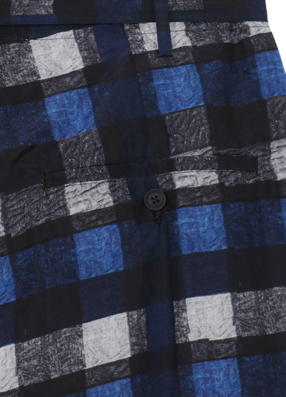 【PIECE UNIQUE/THE SHOP】BLUE PLAID GATHER DETAIL PANTS
