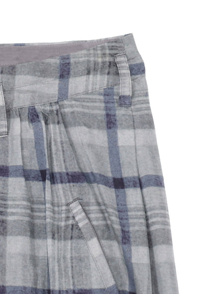 【PIECE UNIQUE/THE SHOP】GRAY PLAID WAIST GATHER PATNS