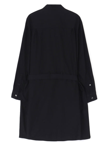 COTTON BROADCLOTH DOUBLE LEFT PANEL SHIRT WITH BELT