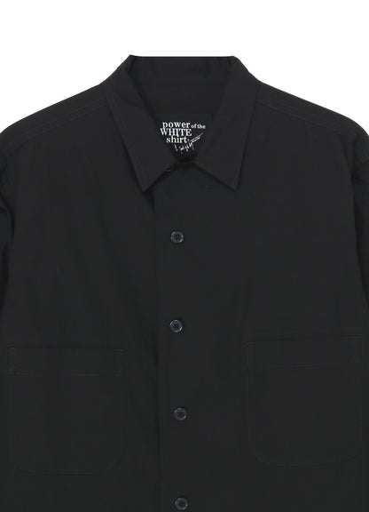 COTTON BROADCLOTH OPEN COLLAR LONG SHIRT
