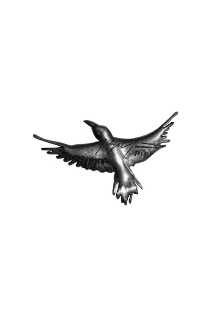TIN ALLOY/GUN METAL CROW BROOCH