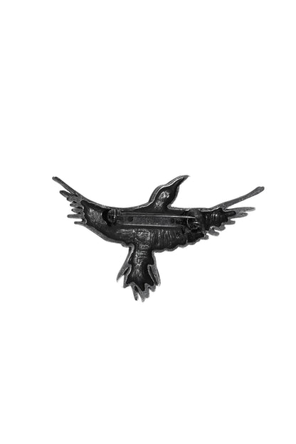 TIN ALLOY/GUN METAL CROW BROOCH