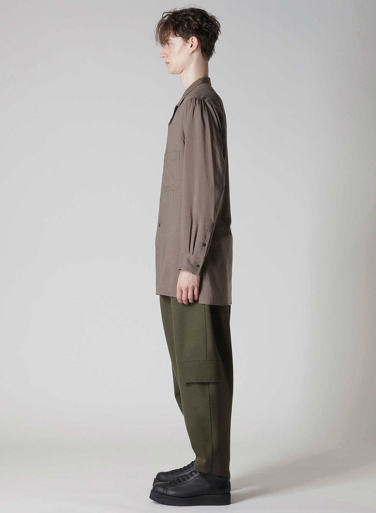 CELLLOSE LAWN OPEN COLLAR BLOUSE
