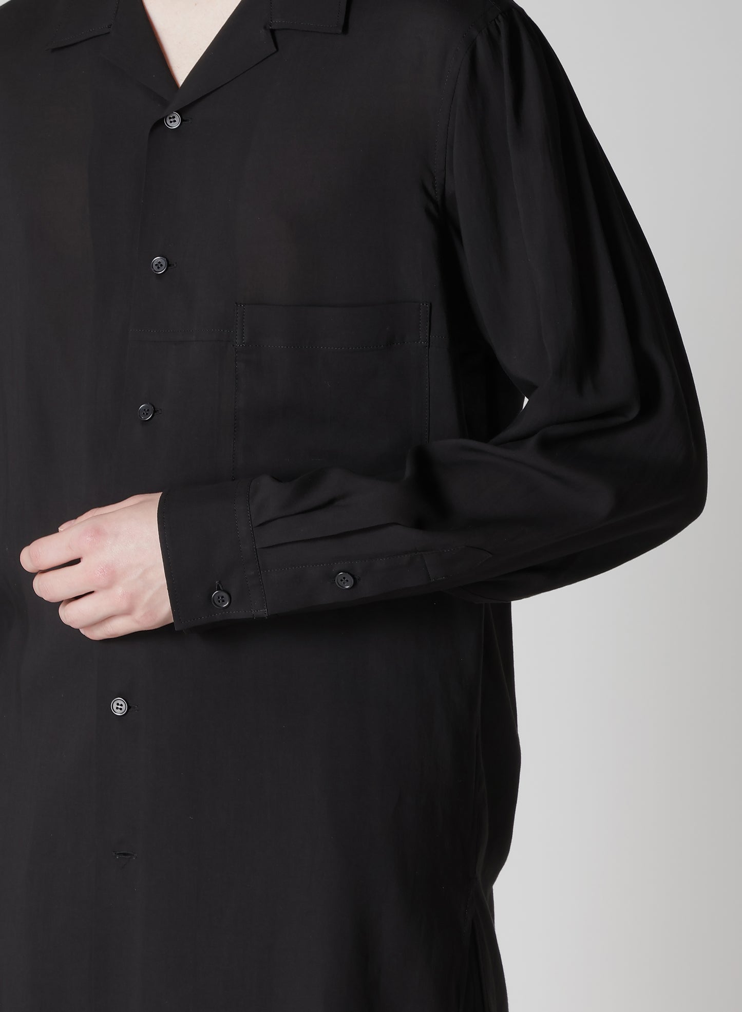 CELLLOSE LAWN OPEN COLLAR BLOUSE