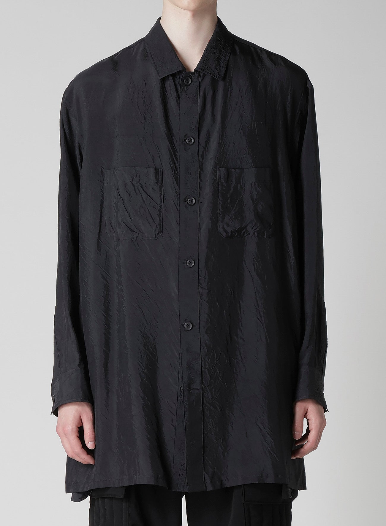 Cu TAFFETA OPEN COLLAR SHOULDER PL BLOUSE