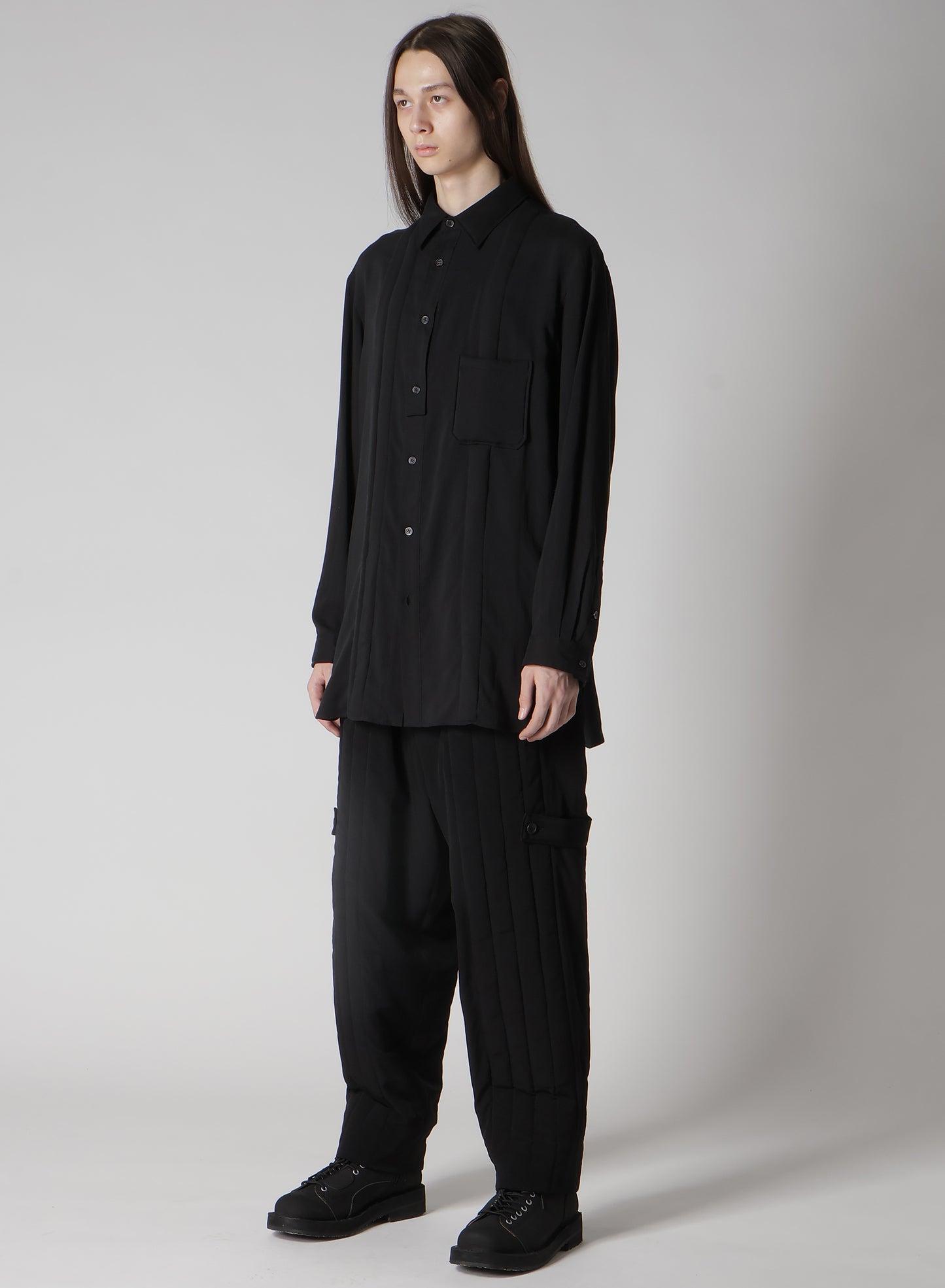 CELLULOSE LAWN DOUBLE PLACKET PADDED BLOUSE