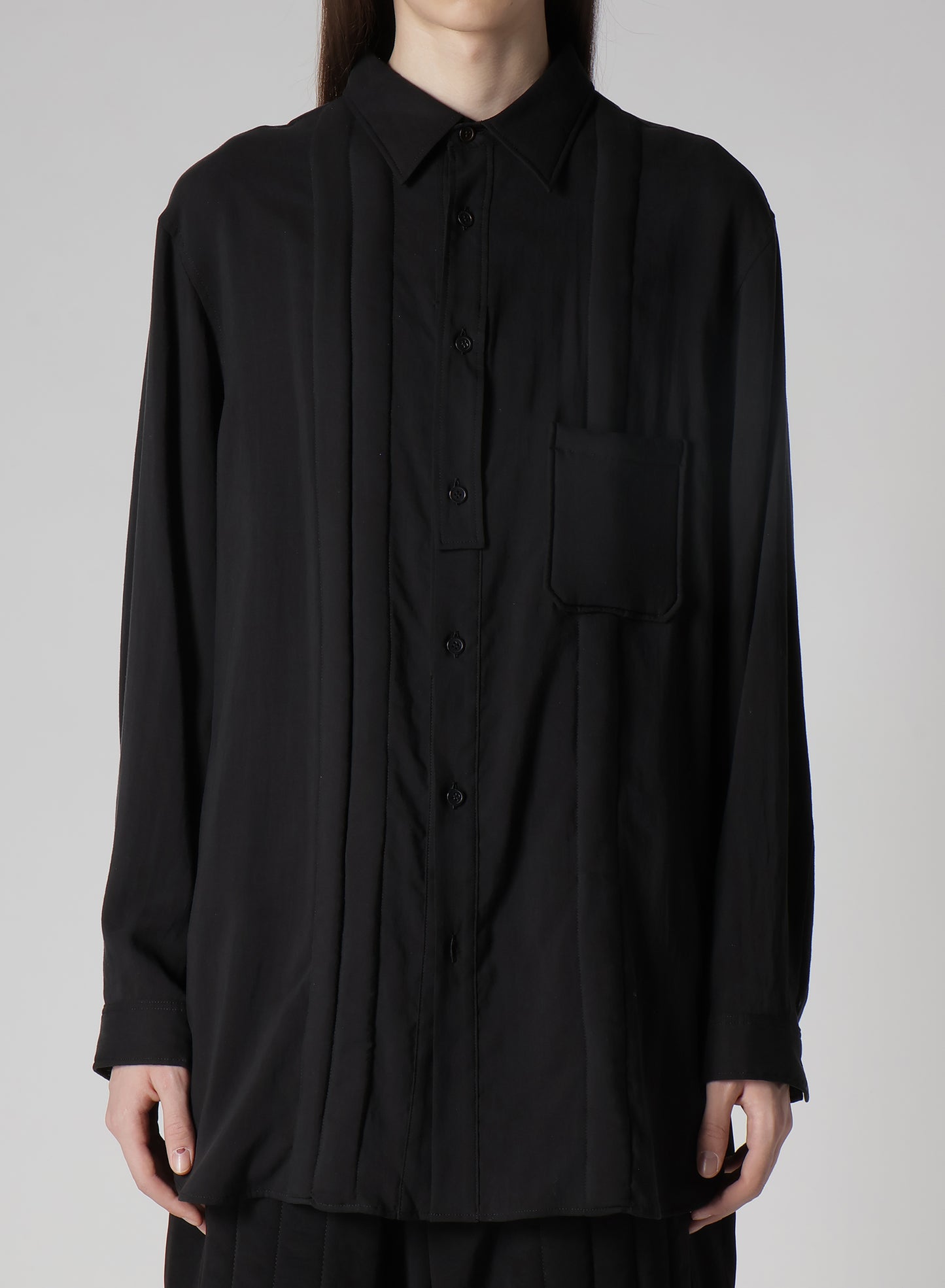 CELLULOSE LAWN DOUBLE PLACKET PADDED BLOUSE