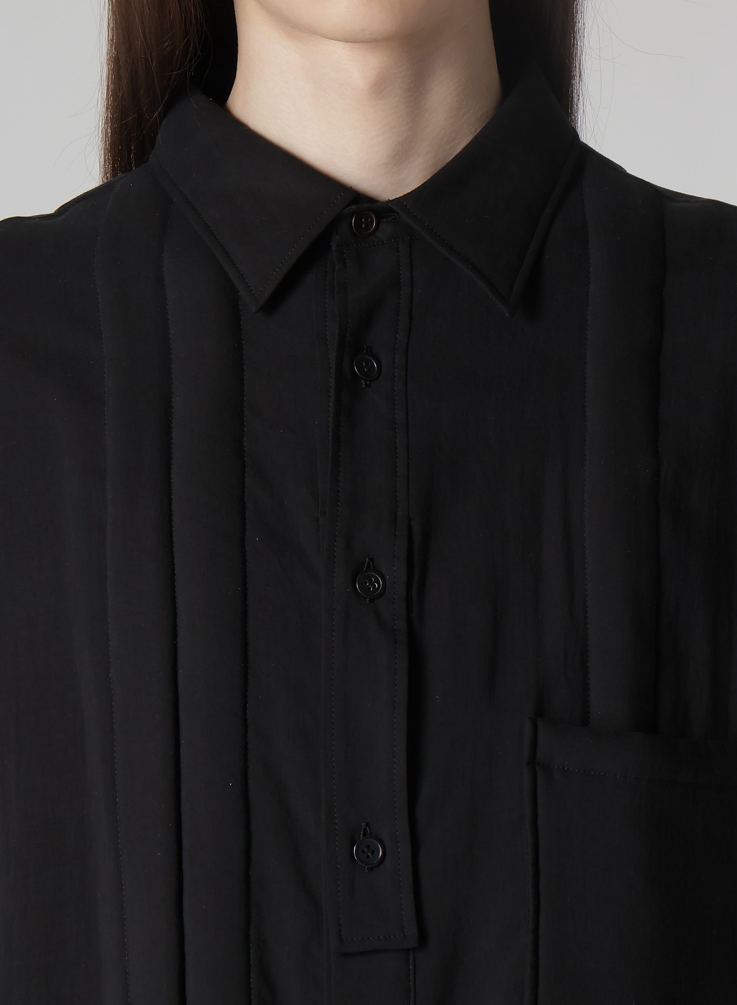 CELLULOSE LAWN DOUBLE PLACKET PADDED BLOUSE