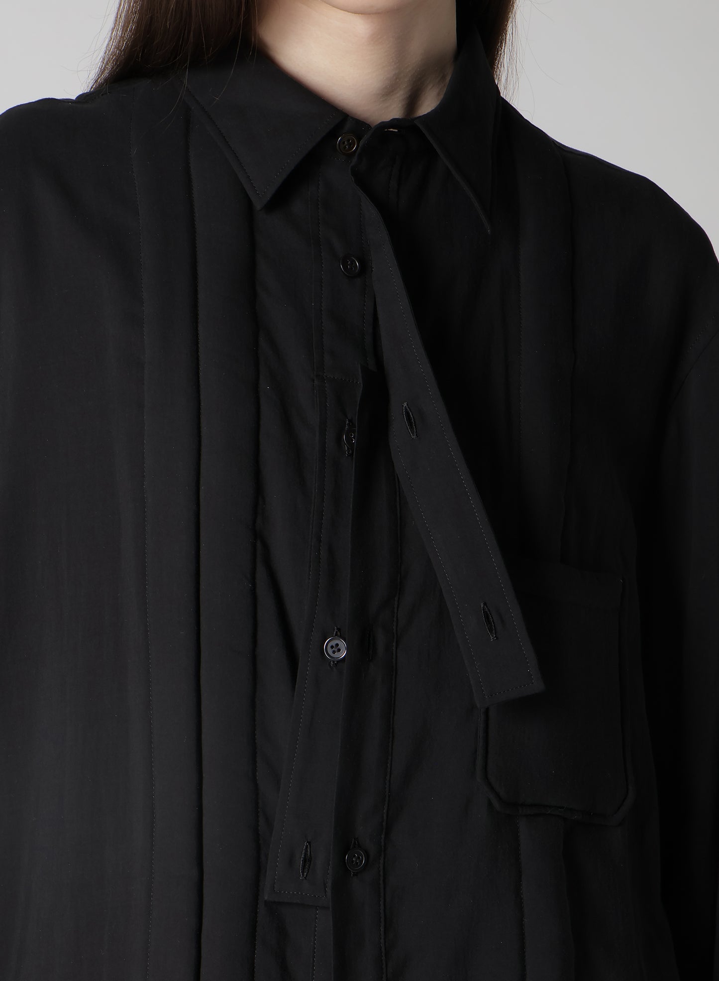 CELLULOSE LAWN DOUBLE PLACKET PADDED BLOUSE
