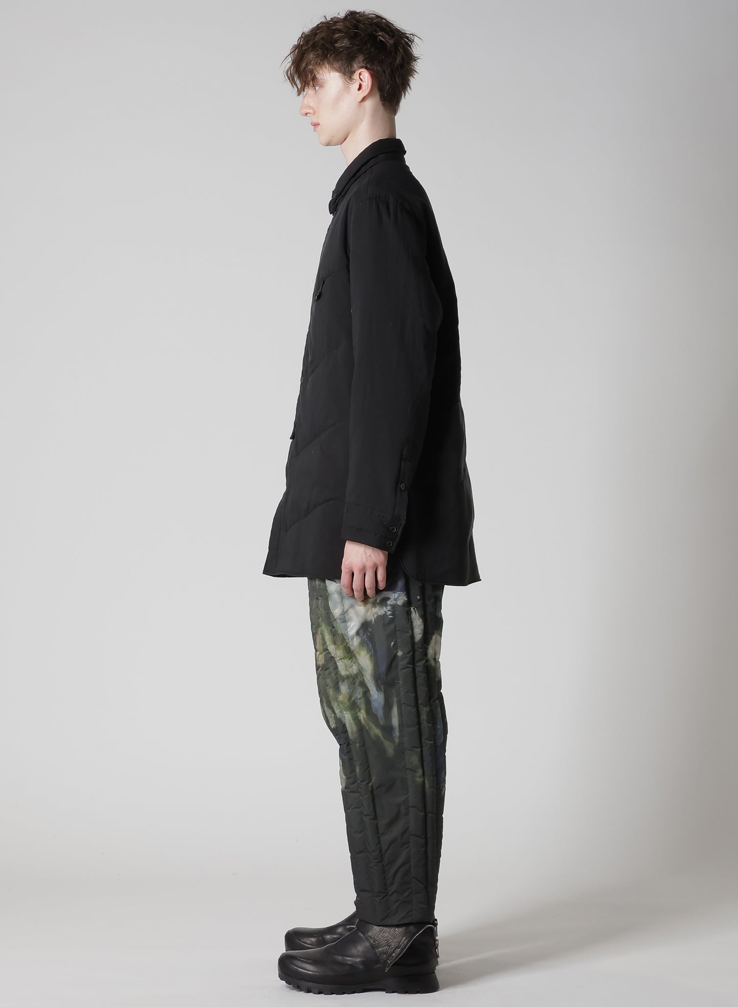 CELLULOSE LAWN 2COLLAR DIAGONAL PADDED BLOUSE