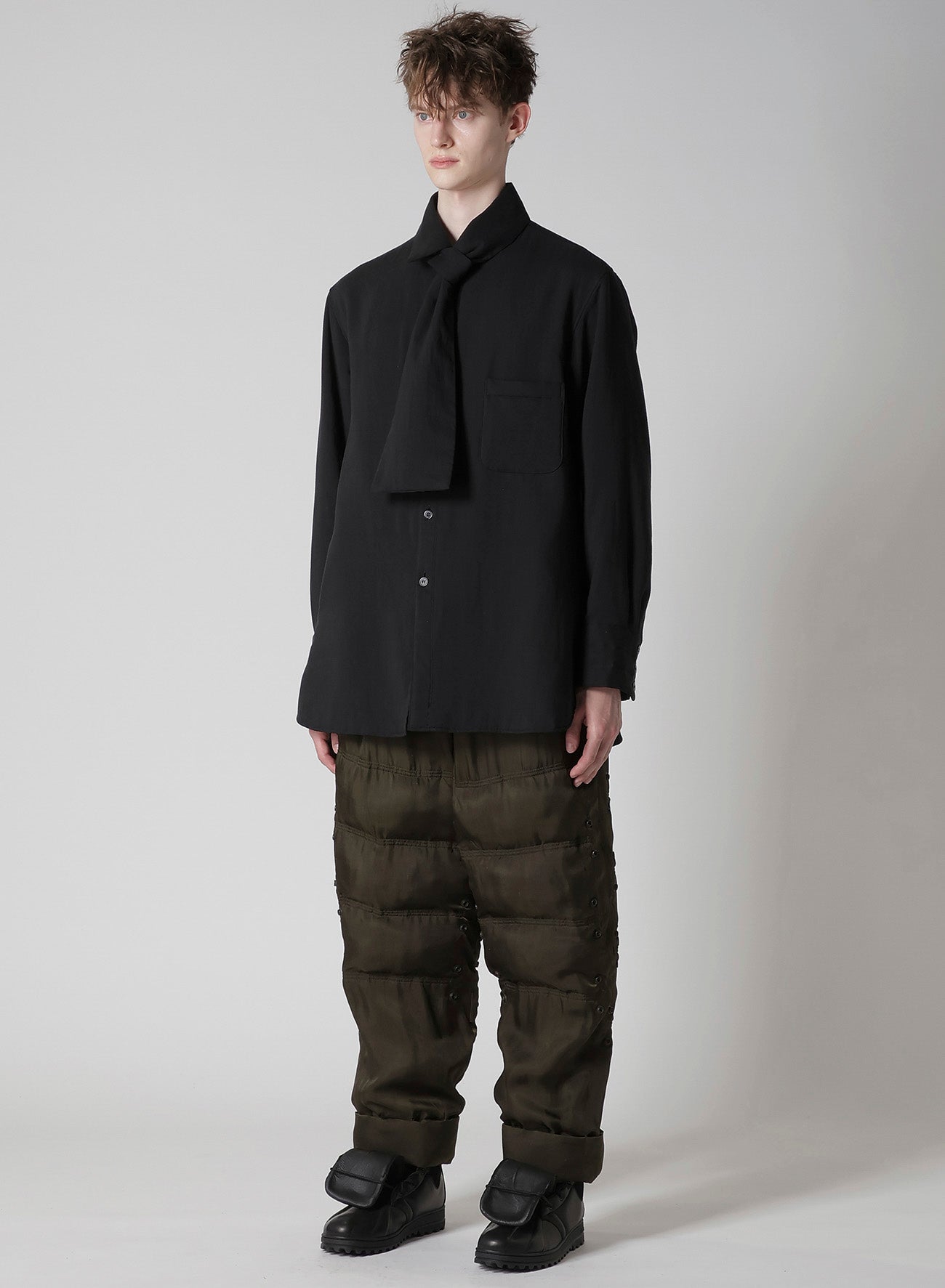 CELLULOSE LAWN STOLE DETAIL PADDED BLOUSE
