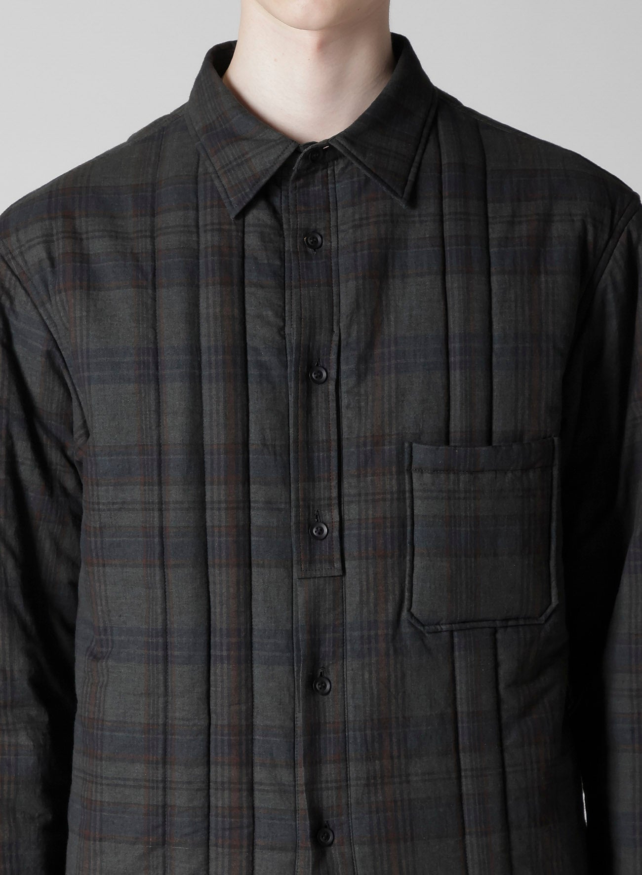 MADRAS INK PLAID PADDED BLOUSE