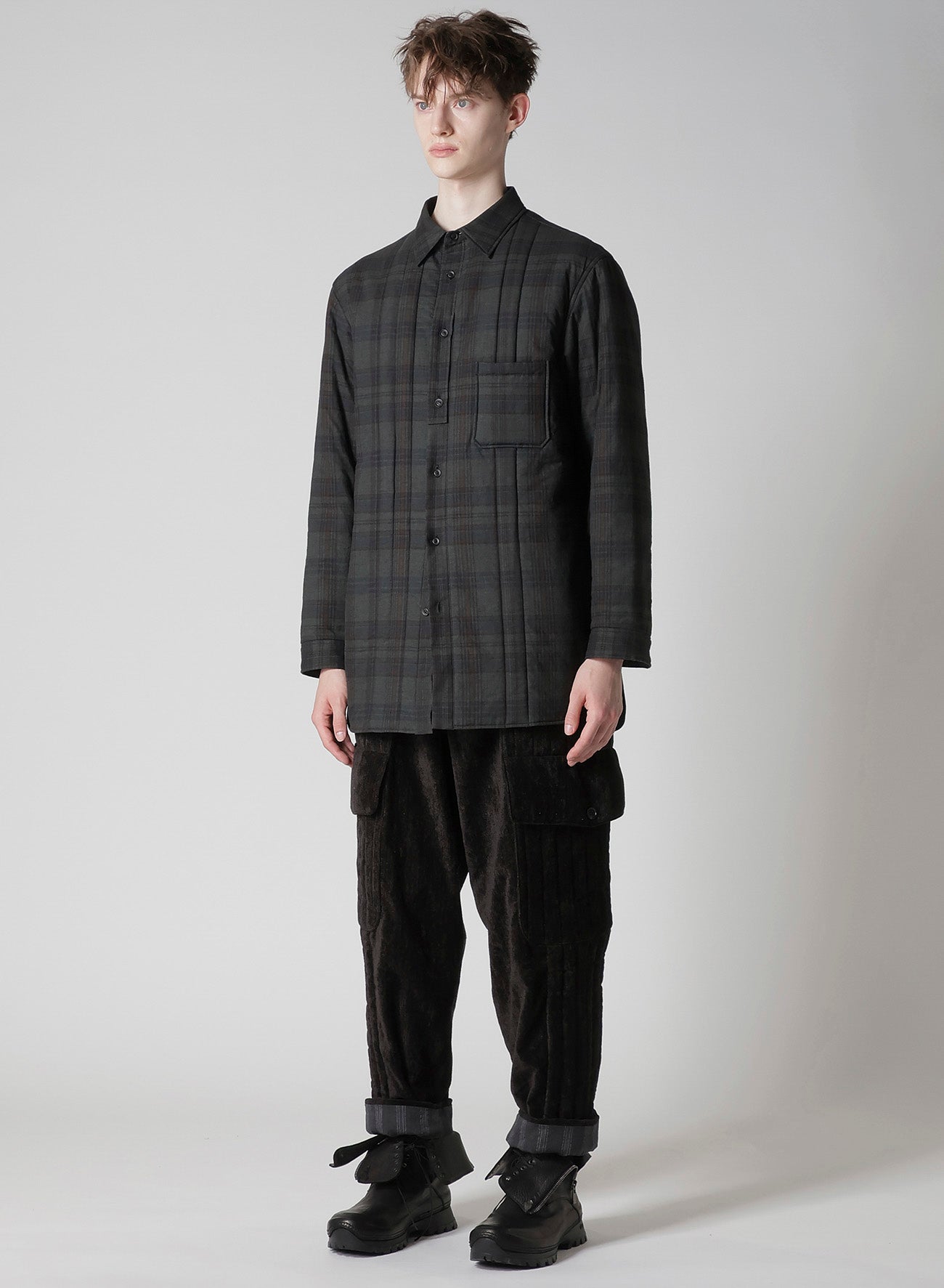 MADRAS INK PLAID PADDED BLOUSE