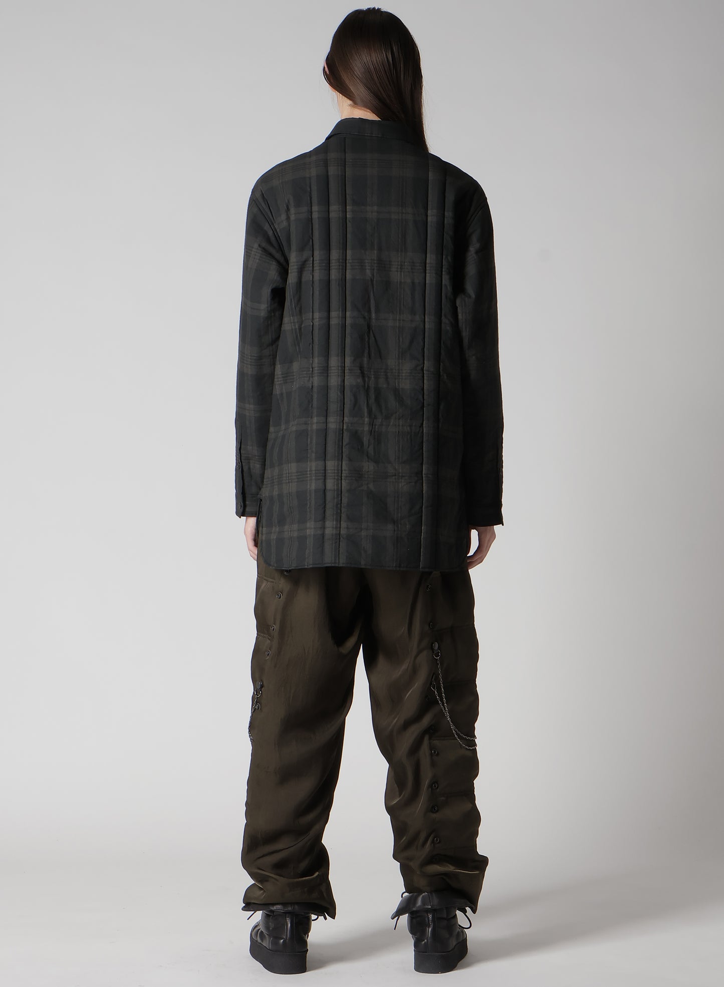 INK MADRAS PLAID PADDED BLOUSE