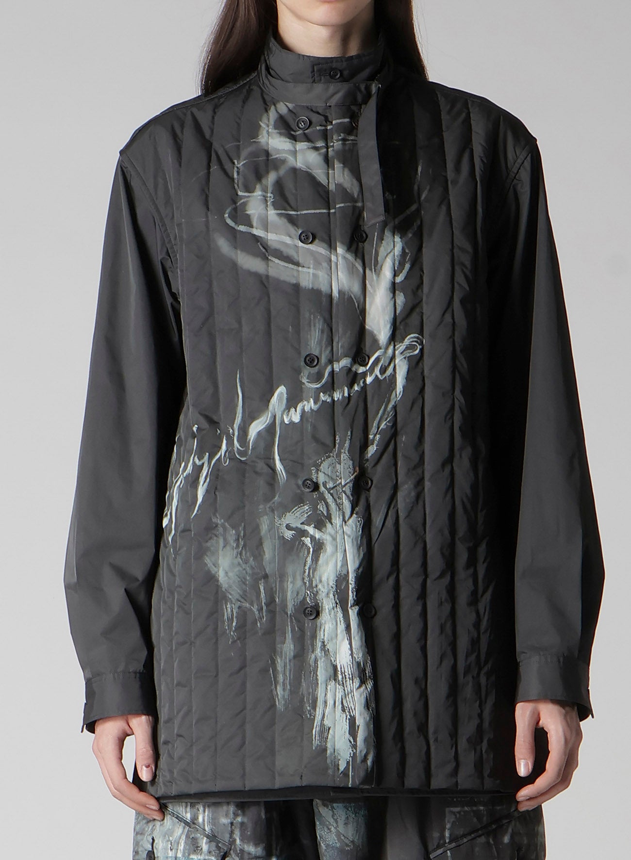 TOBACCO PRINTED PADDED BLOUSE