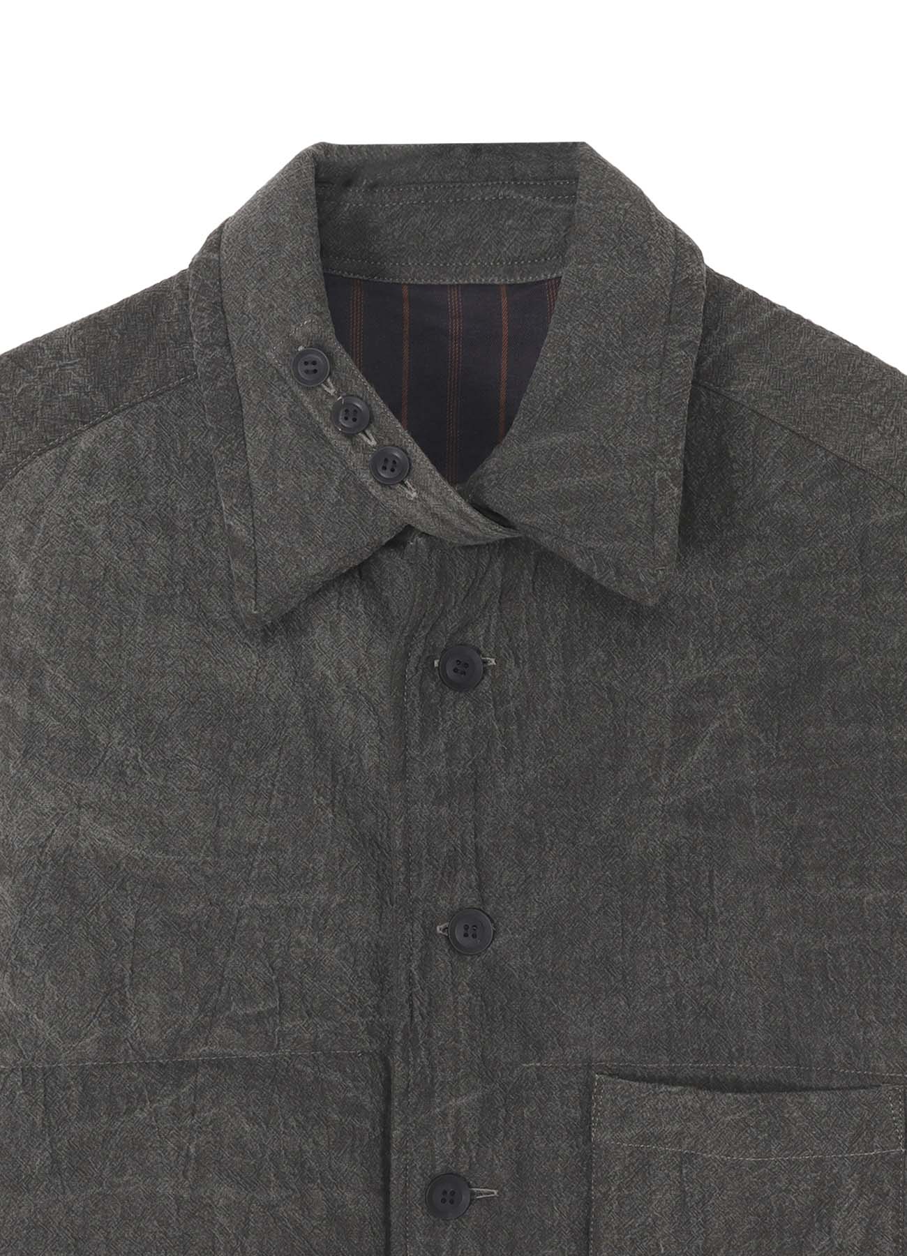 LINEN/COTTON SHEETING GUSSET COLLAR PADDED BLOUSE