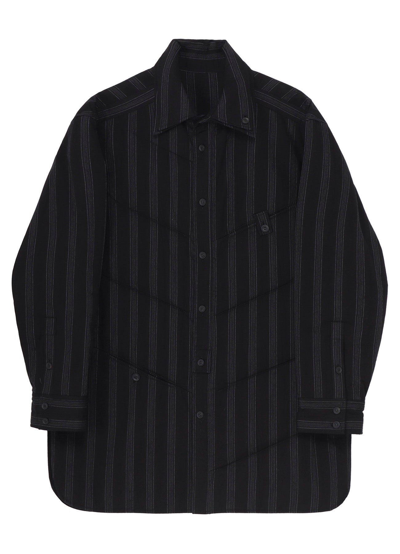 COTTON STRIPE 2COLLAR DIAGONAL PADDED BLOUSE