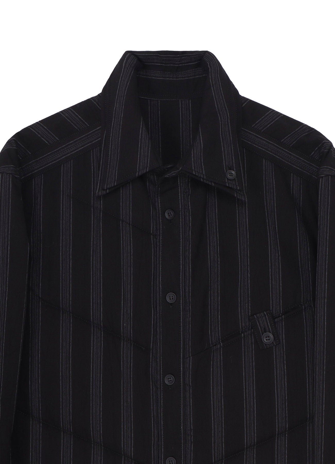 COTTON STRIPE 2COLLAR DIAGONAL PADDED BLOUSE