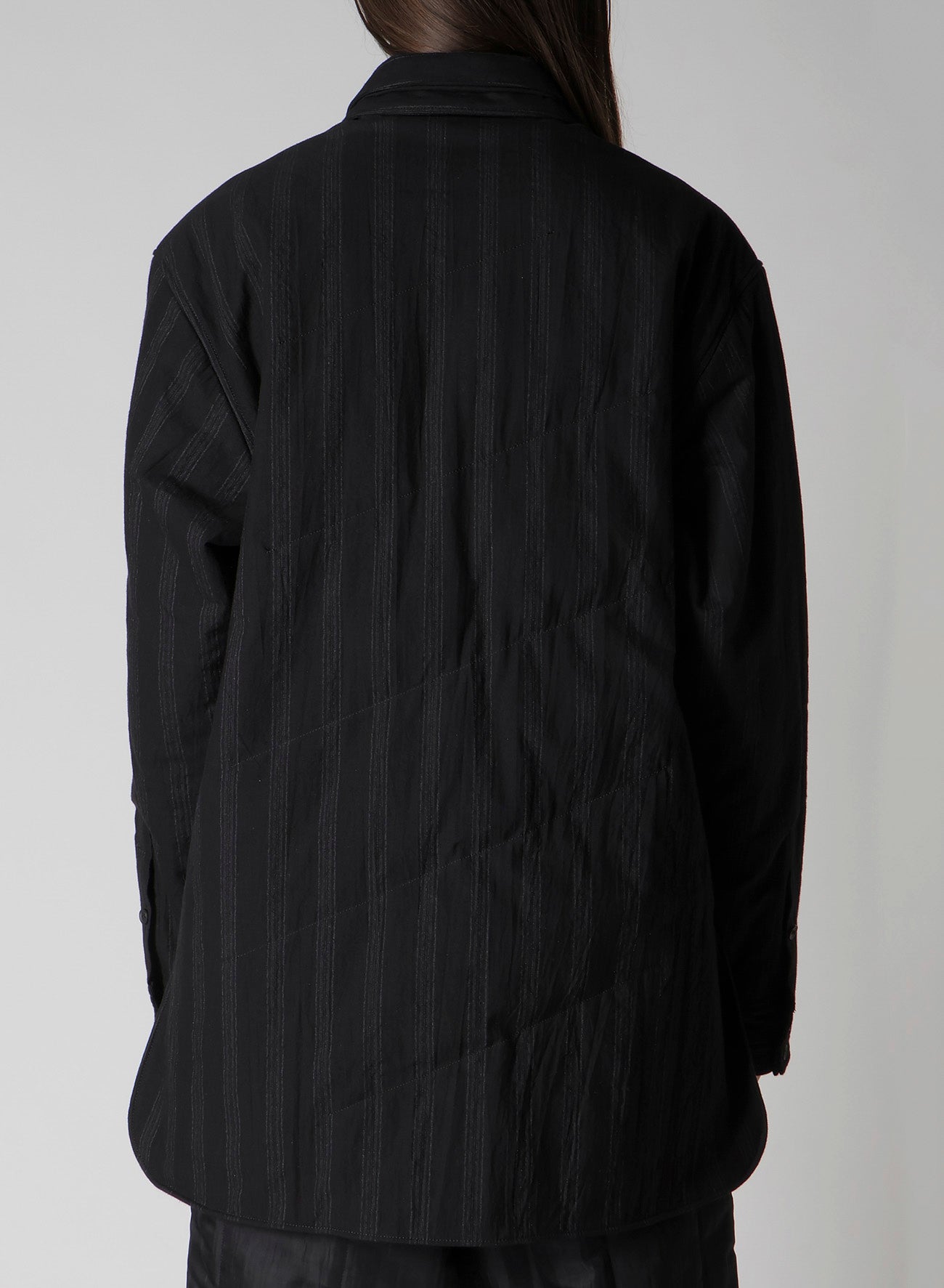 COTTON STRIPE 2COLLAR DIAGONAL PADDED BLOUSE