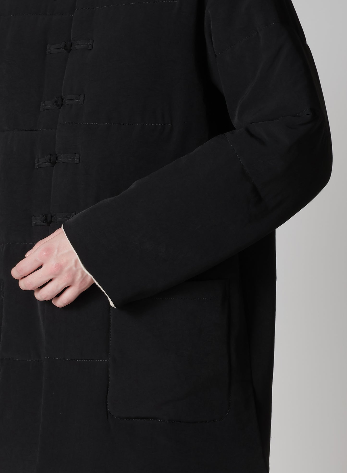 Ta TUXEDO STAND COLLAR REVERSIBLE PADDED BLOUSE