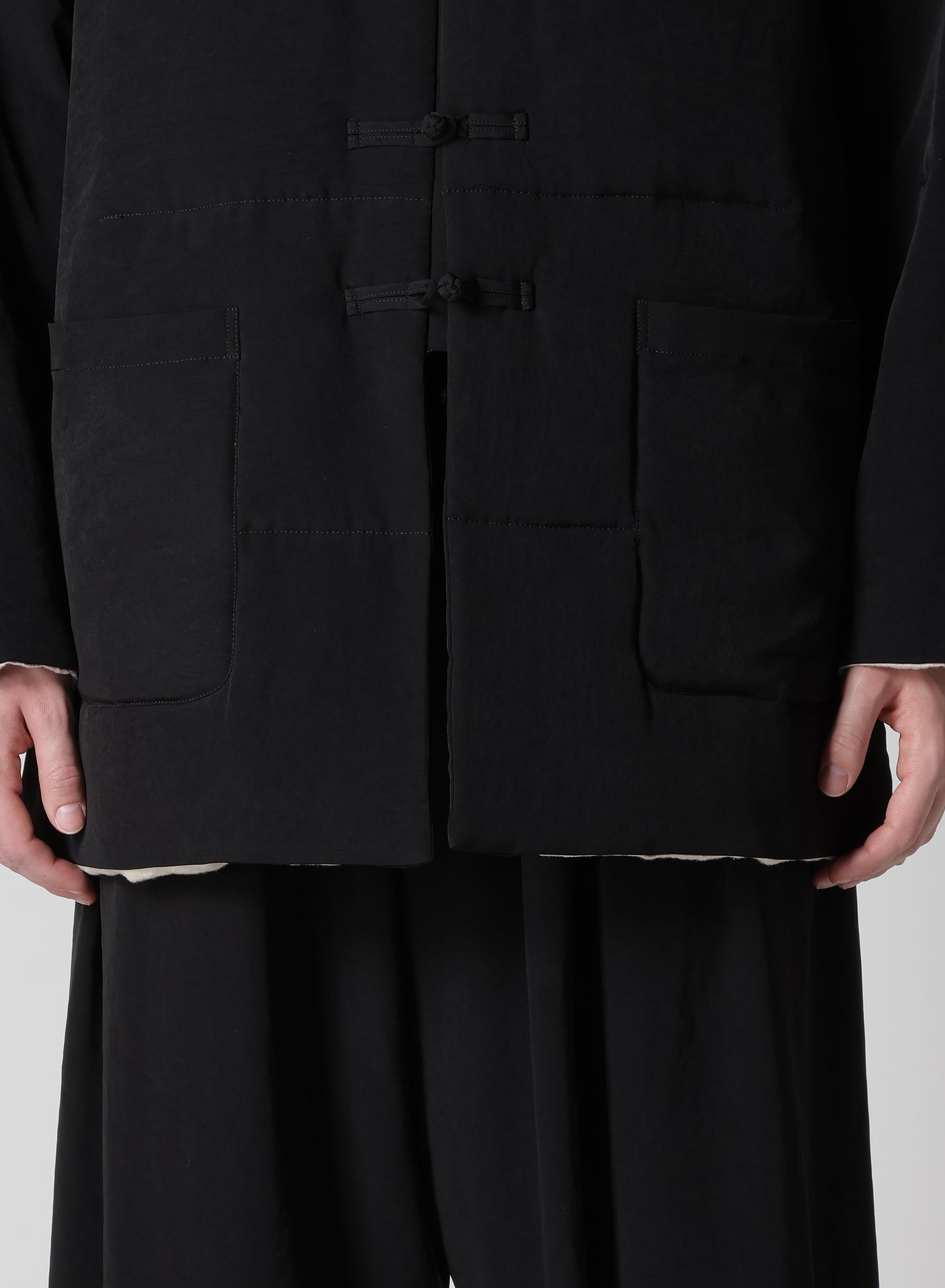 Ta TUXEDO STAND COLLAR REVERSIBLE PADDED BLOUSE