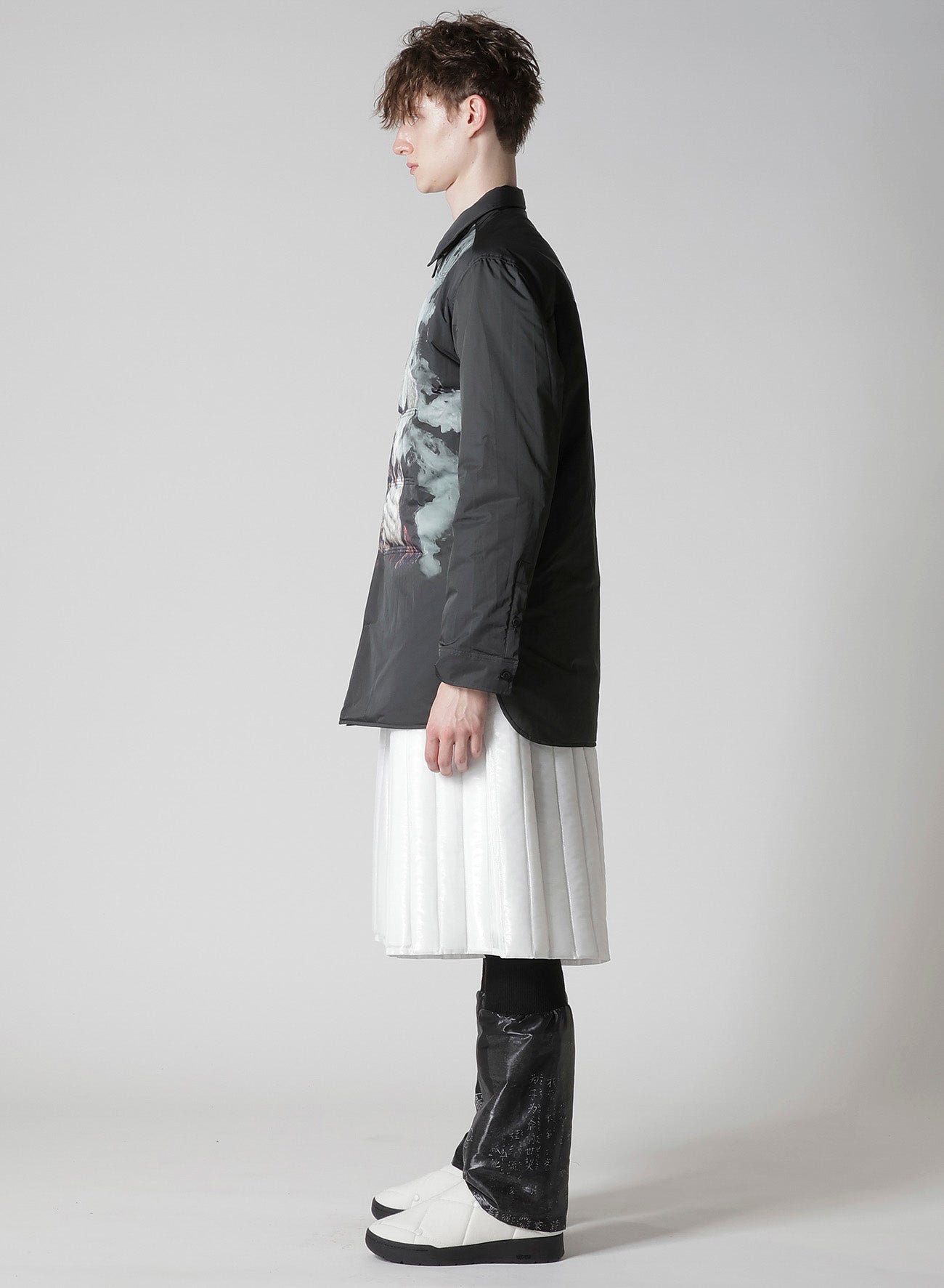 TOBACCO OLD MAN PRINTED PADDED BLOUSE