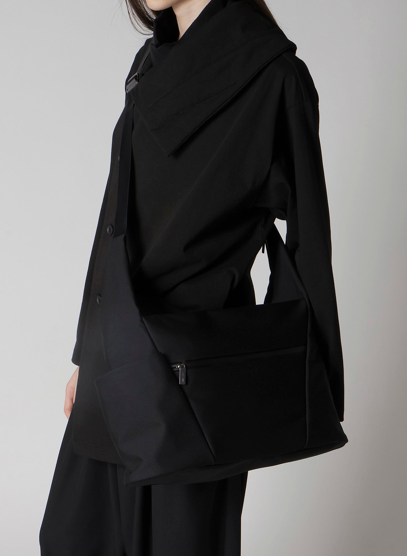 WOOL GABARDINE/NY OBLIQUE ZIPPER SHOULDER BAG