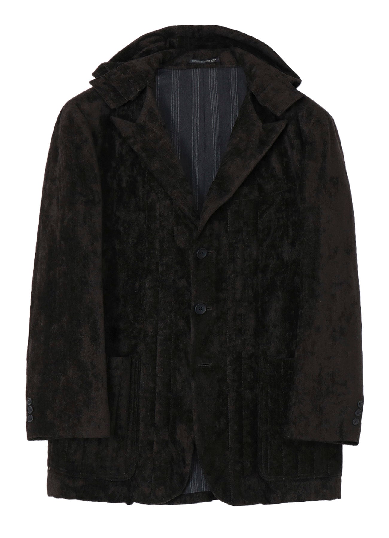 LINEN VELVET PADDED HOOD JACKET