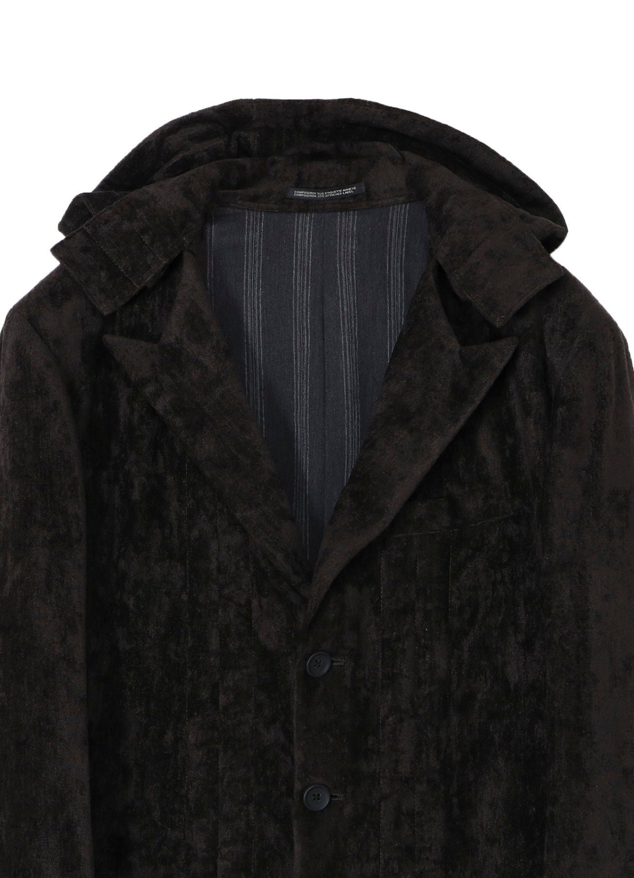 LINEN VELVET PADDED HOOD JACKET