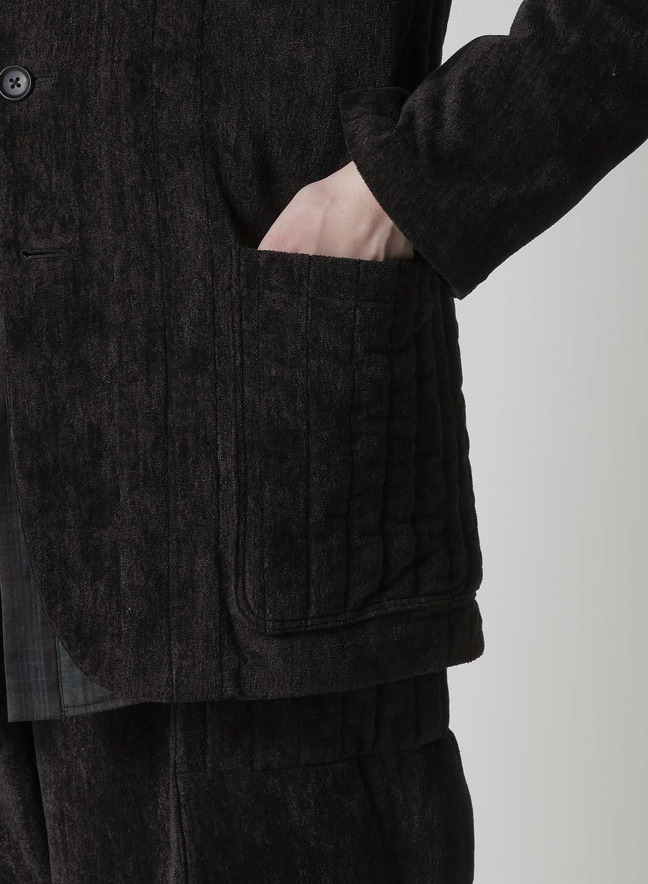 LINEN VELVET PADDED HOOD JACKET